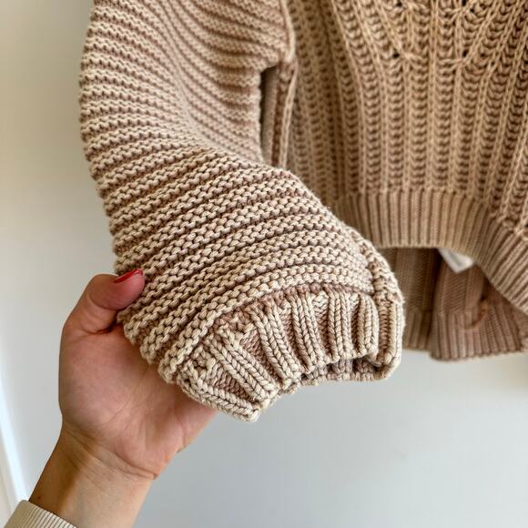 Free People Sweetheart Knit Mock Neck Pullover Sweater Brown M - Picture 8 of 9